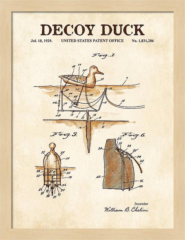 Decoy Duck Watercolor Patent Us1831286a