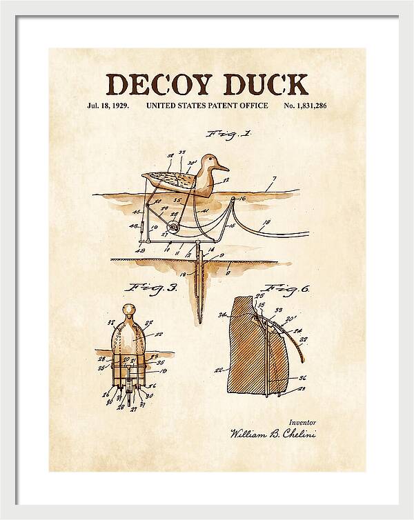 Decoy Duck Watercolor Patent Us1831286a
