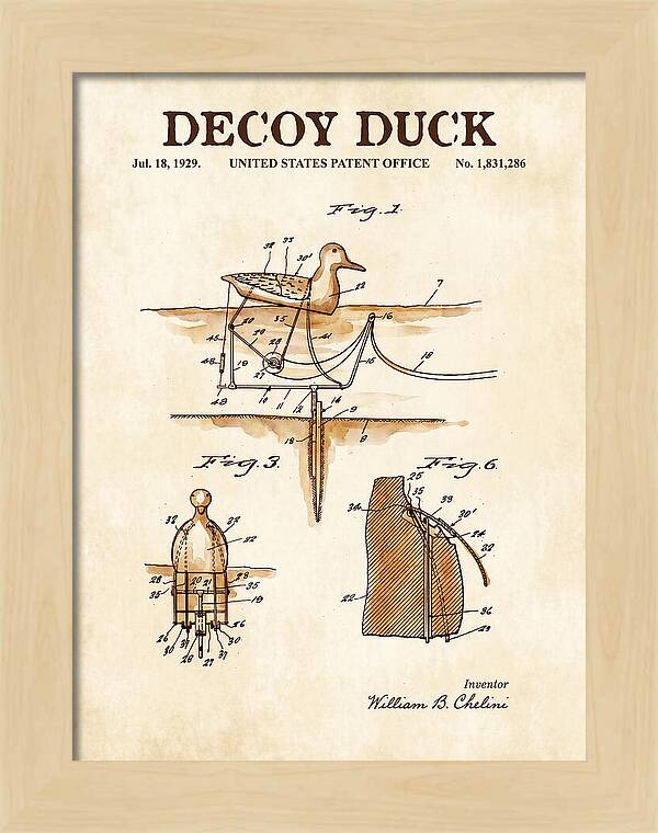 Decoy Duck Watercolor Patent Us1831286a