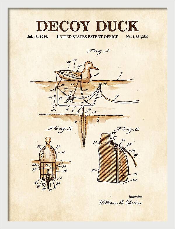 Decoy Duck Watercolor Patent Us1831286a