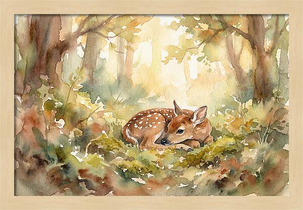 Deer Fawn Resting In Sunlight