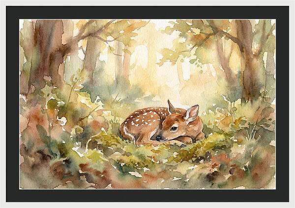 Deer Fawn Resting In Sunlight