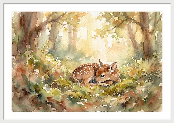 Deer Fawn Resting In Sunlight