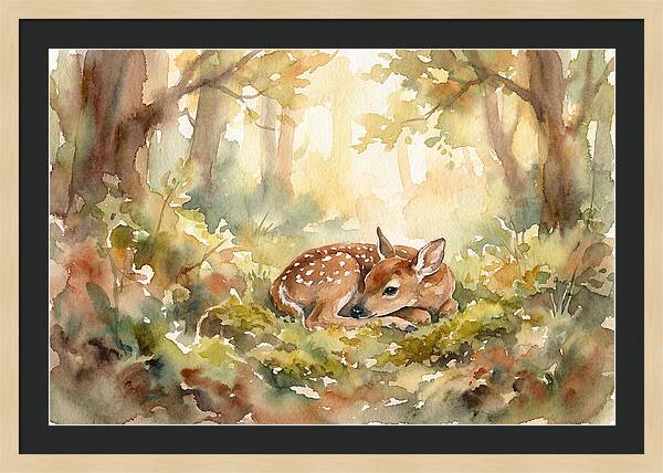 Deer Fawn Resting In Sunlight