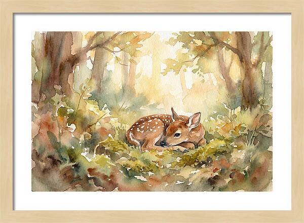 Deer Fawn Resting In Sunlight