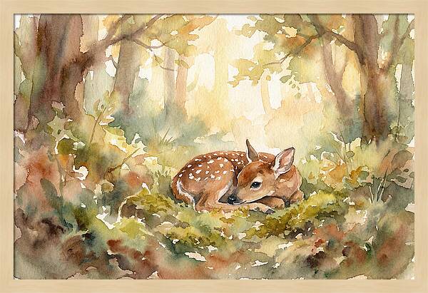 Deer Fawn Resting In Sunlight