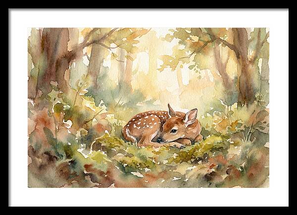 Deer Fawn Resting In Sunlight