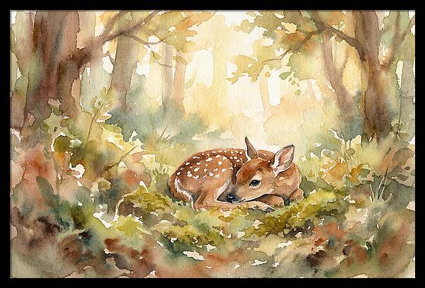 Deer Fawn Resting In Sunlight