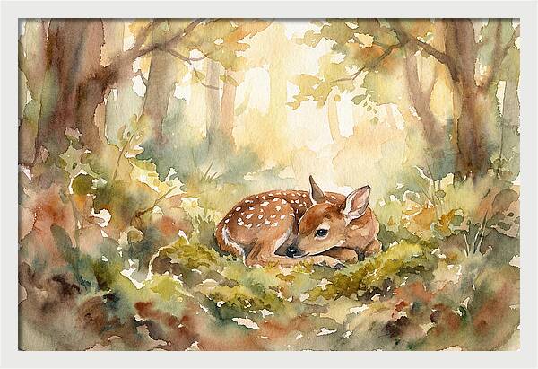 Deer Fawn Resting In Sunlight