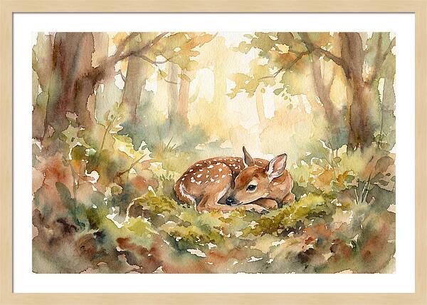 Deer Fawn Resting In Sunlight