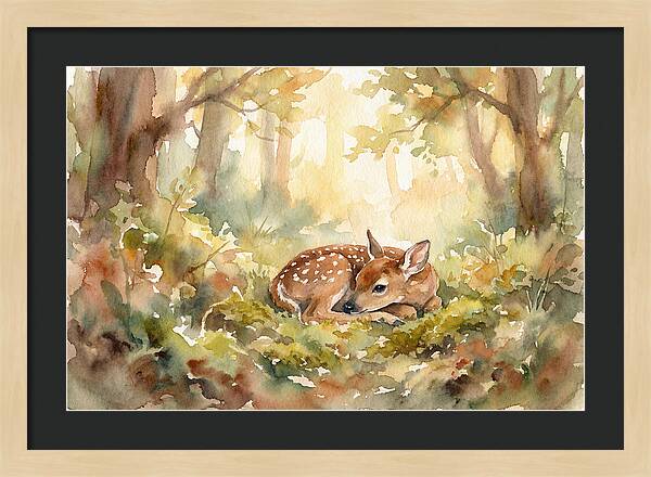 Deer Fawn Resting In Sunlight
