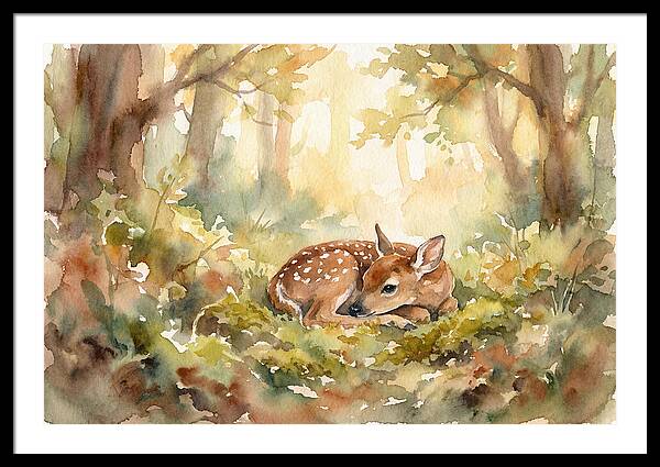 Deer Fawn Resting In Sunlight