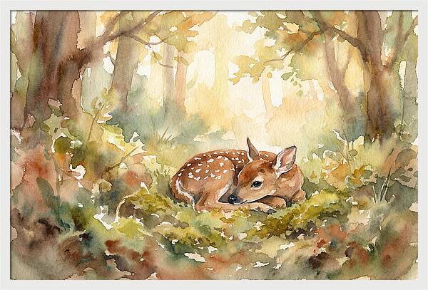 Deer Fawn Resting In Sunlight