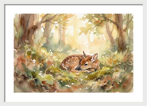 Deer Fawn Resting In Sunlight