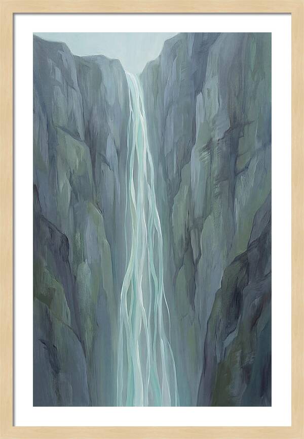 Delicate Waterfall Cascading Down Cliffs