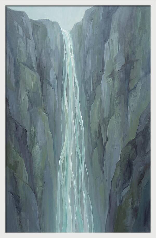Delicate Waterfall Cascading Down Cliffs