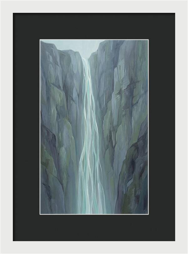 Delicate Waterfall Cascading Down Cliffs