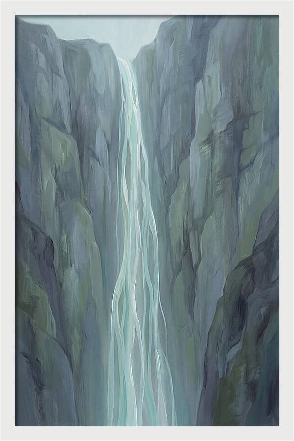 Delicate Waterfall Cascading Down Cliffs