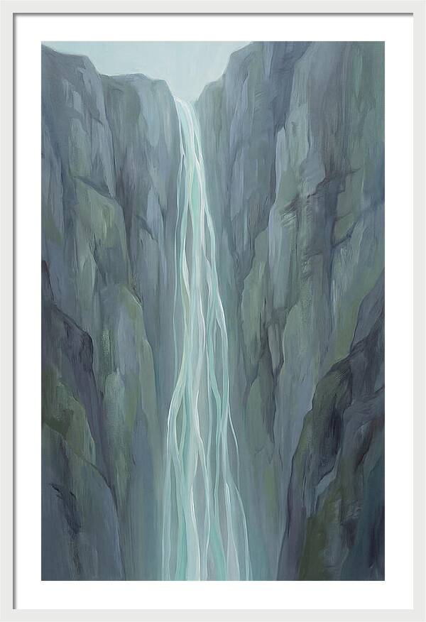 Delicate Waterfall Cascading Down Cliffs