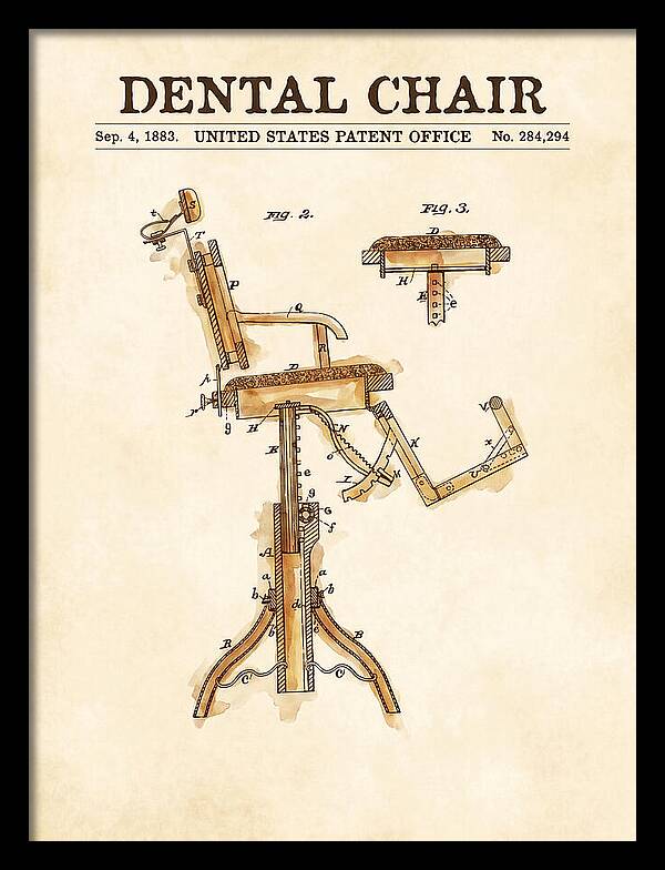 Dental Chair Watercolor Patent Us284294a