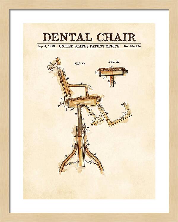 Dental Chair Watercolor Patent Us284294a
