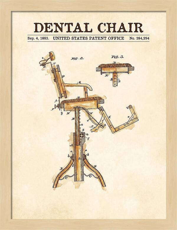 Dental Chair Watercolor Patent Us284294a