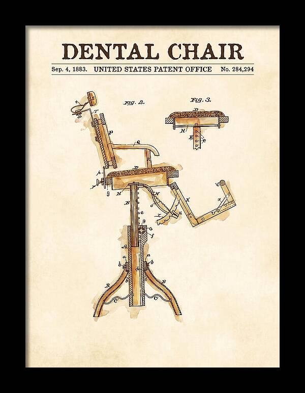 Dental Chair Watercolor Patent Us284294a