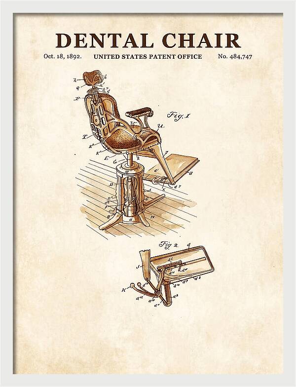 Dental Chair Watercolor Patent Us484747a