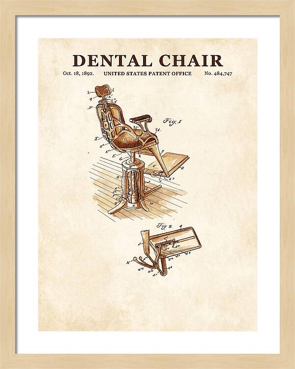 Dental Chair Watercolor Patent Us484747a