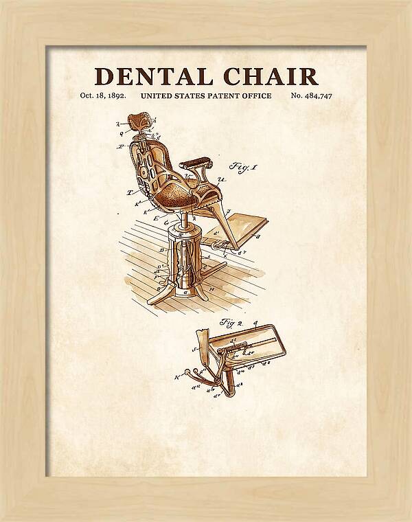 Dental Chair Watercolor Patent Us484747a