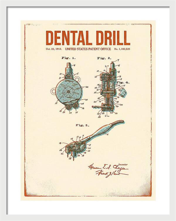 Dental Drill Retro Patent Us1183535a