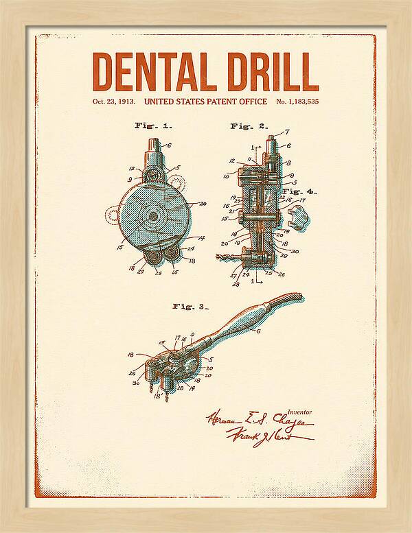 Dental Drill Retro Patent Us1183535a