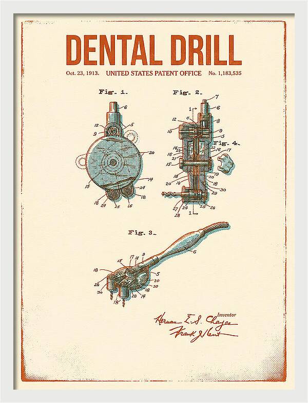 Dental Drill Retro Patent Us1183535a