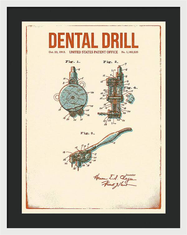 Dental Drill Retro Patent Us1183535a