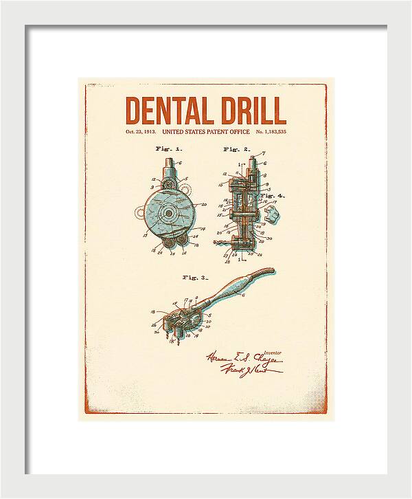 Dental Drill Retro Patent Us1183535a
