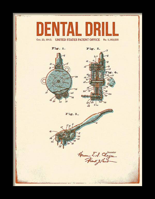 Dental Drill Retro Patent Us1183535a