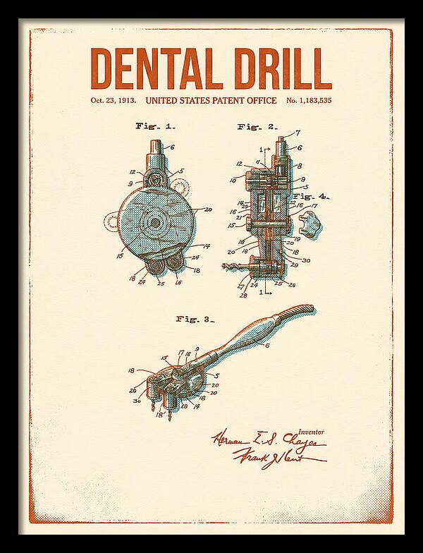 Dental Drill Retro Patent Us1183535a