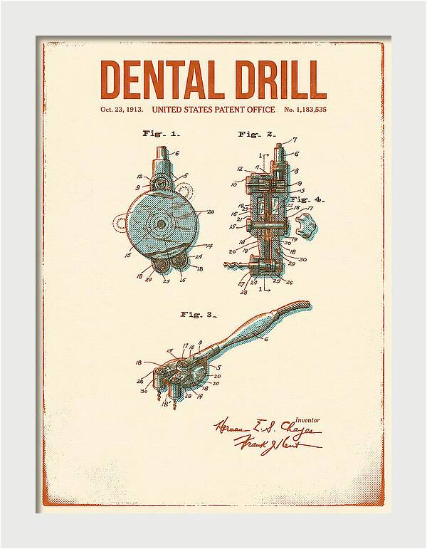 Dental Drill Retro Patent Us1183535a