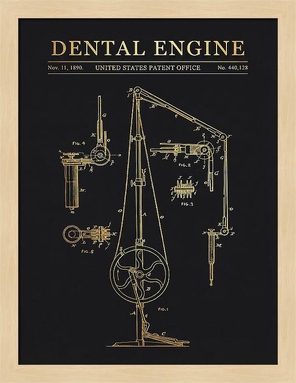 Dental Engine Gold Patent Us440128a