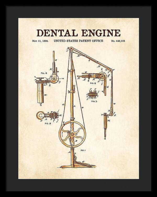 Dental Engine Watercolor Patent Us440128a