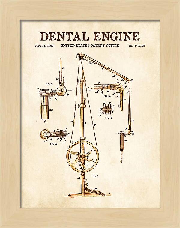 Dental Engine Watercolor Patent Us440128a
