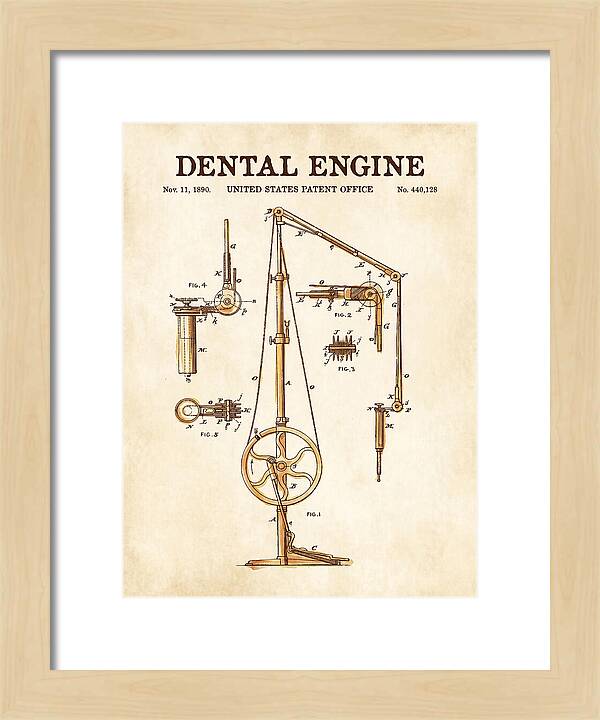 Dental Engine Watercolor Patent Us440128a