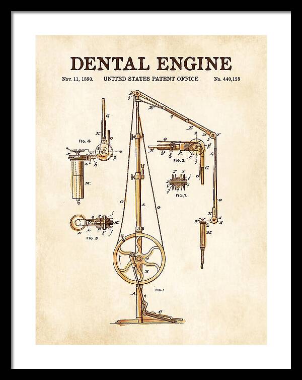 Dental Engine Watercolor Patent Us440128a