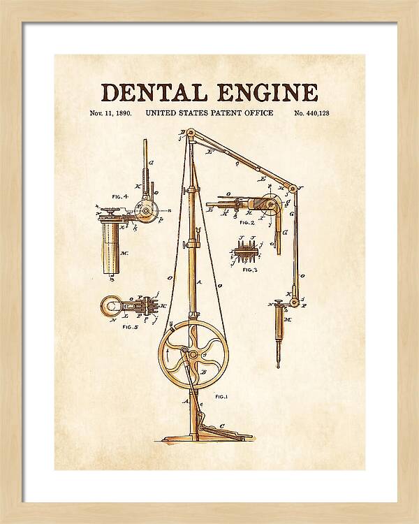 Dental Engine Watercolor Patent Us440128a