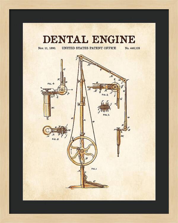 Dental Engine Watercolor Patent Us440128a