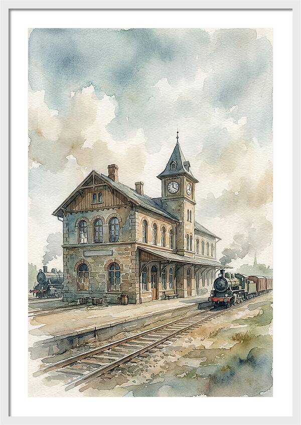 Depot Building In Watercolor