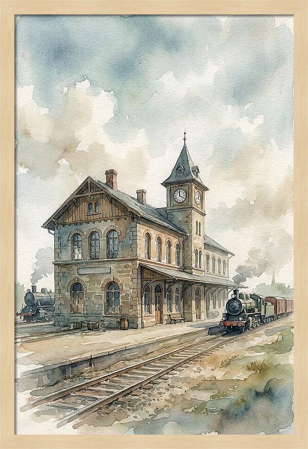Depot Building In Watercolor