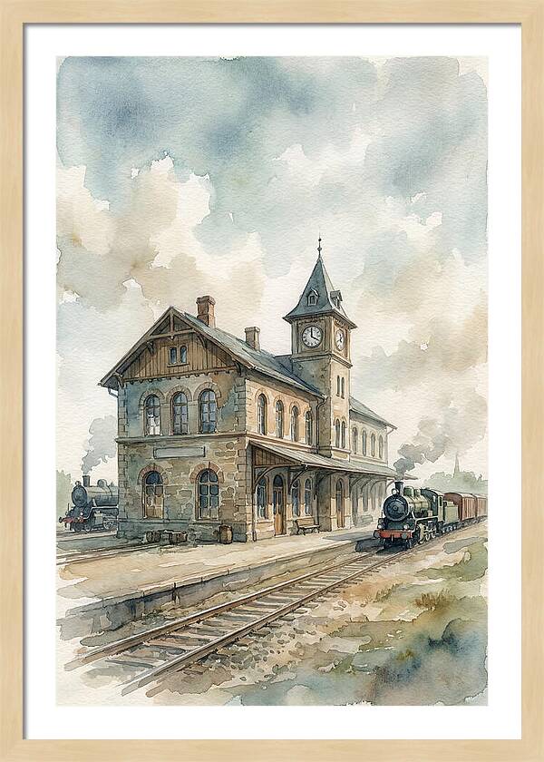 Depot Building In Watercolor