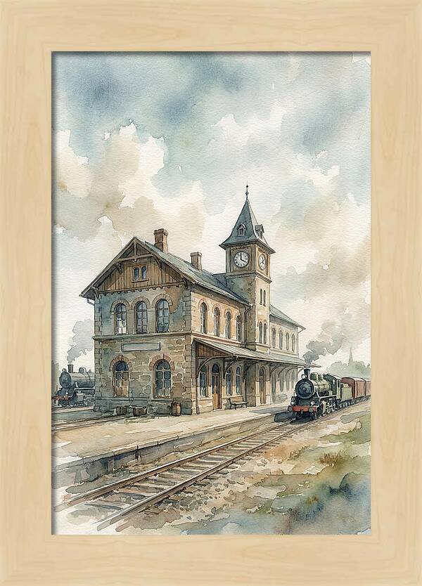 Depot Building In Watercolor