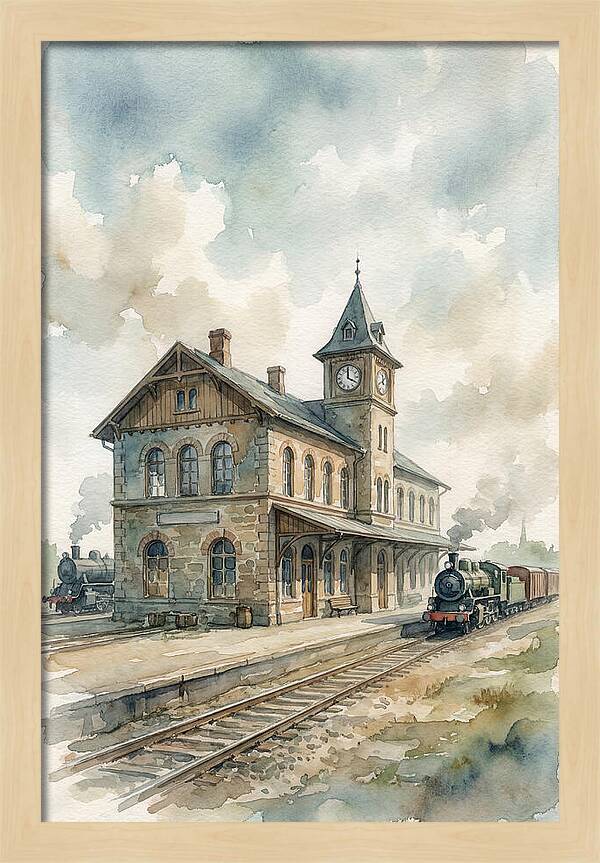 Depot Building In Watercolor